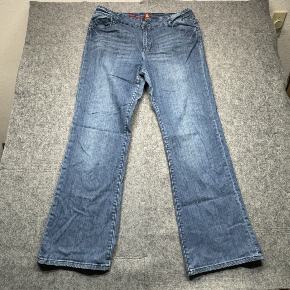 Ooh La La Womens 16 Blue Denim Jeans Bootcut Boogie Embroidered Mid Rise Stretch - Picture 2 of 10